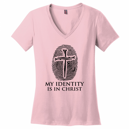 My Identity Is In Christ Women's Black Design V-Neck T-Shirt