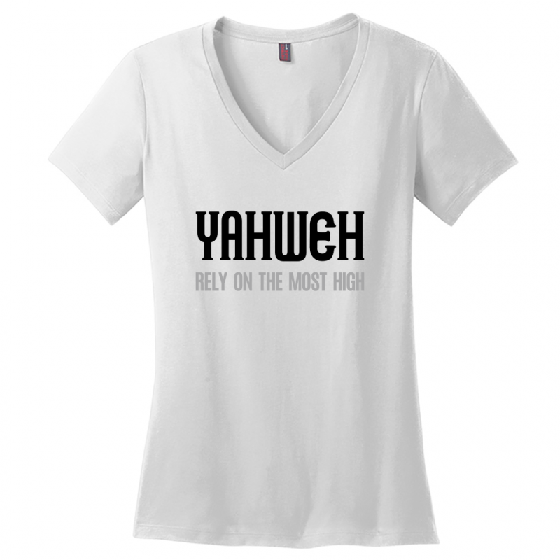 Yahweh Most High Women's Black & Gray Design V-Neck T-Shirt