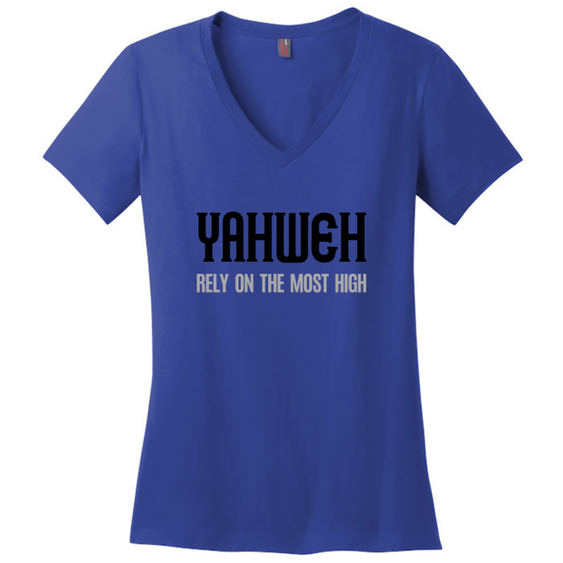 Yahweh Most High Women's Black & Gray Design V-Neck T-Shirt