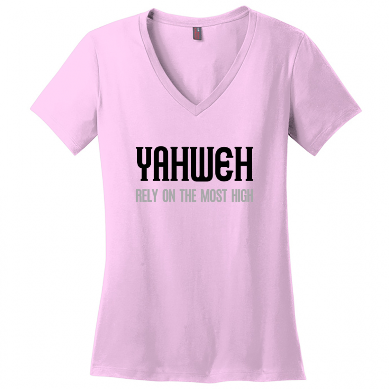 Yahweh Most High Women's Black & Gray Design V-Neck T-Shirt