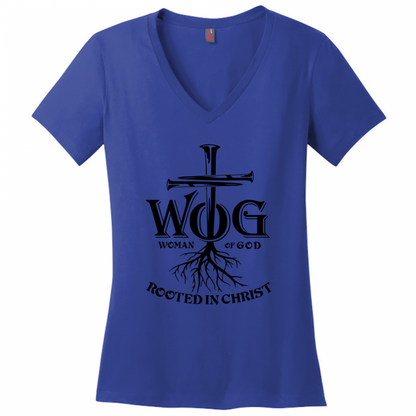 Women of God Black Design V-Neck T-Shirt