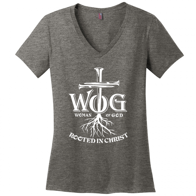 Women of God White Design V-Neck T-Shirt