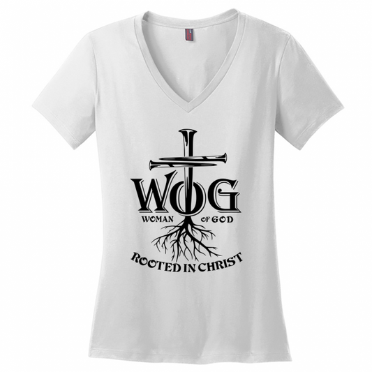 Women of God Black Design V-Neck T-Shirt