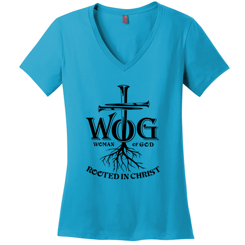 Women of God Black Design V-Neck T-Shirt