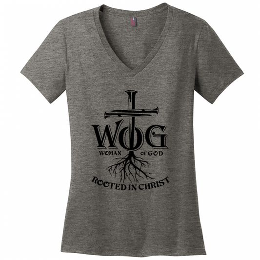 Women of God Black Design V-Neck T-Shirt