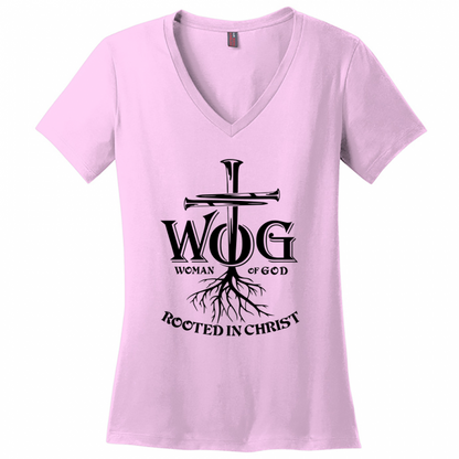 Women of God Black Design V-Neck T-Shirt