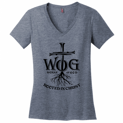 Women of God Black Design V-Neck T-Shirt