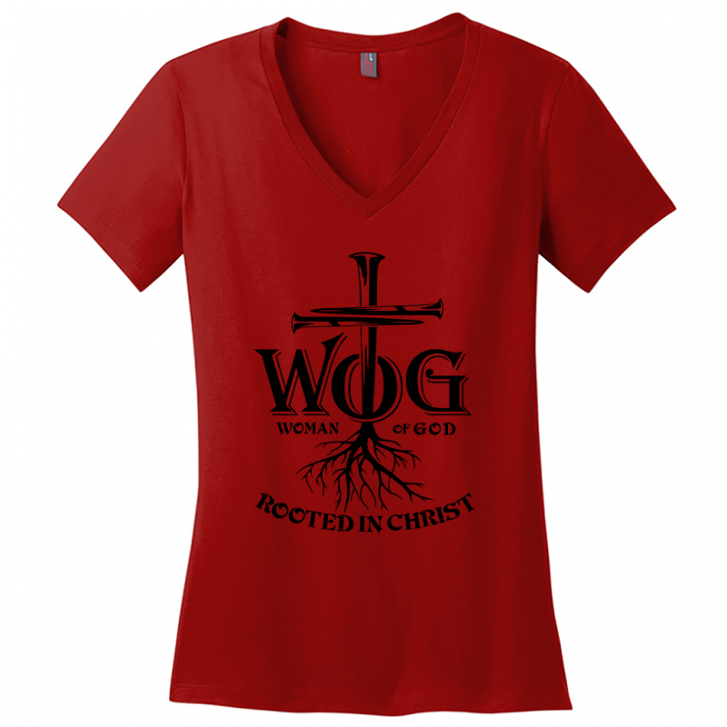 Women of God Black Design V-Neck T-Shirt