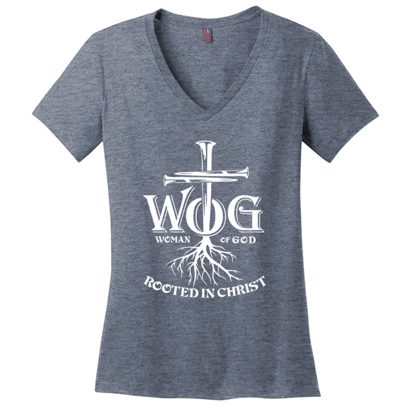 Women of God White Design V-Neck T-Shirt