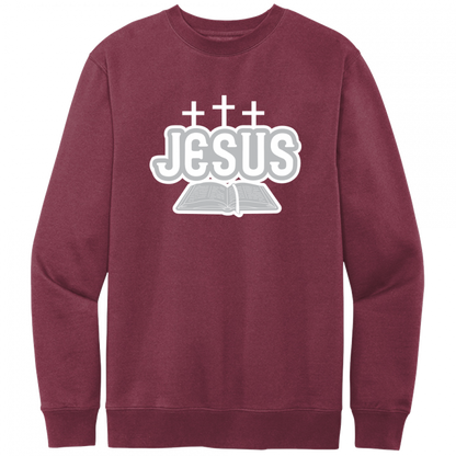 Jesus Bible White & Gray Design Crewneck Sweatshirt