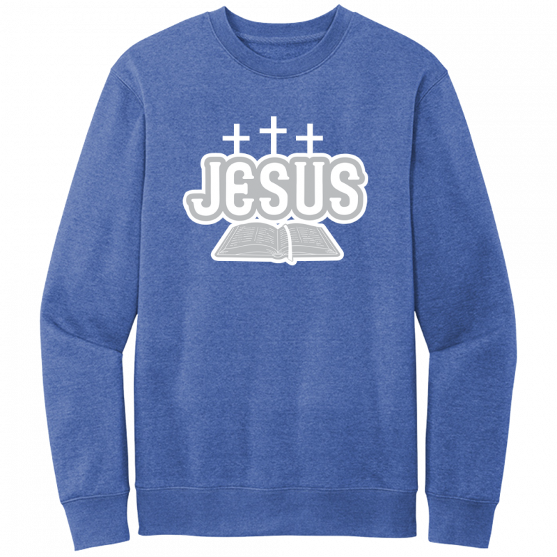 Jesus Bible White & Gray Design Crewneck Sweatshirt