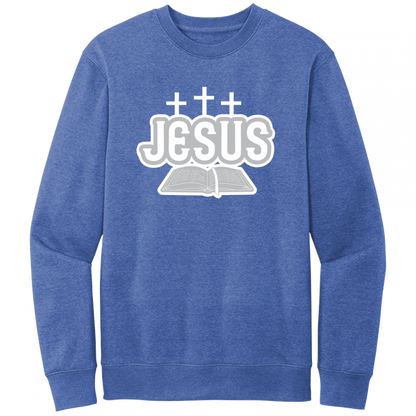 Jesus Bible White & Gray Design Crewneck Sweatshirt