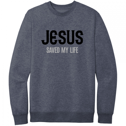 Jesus Saved My Life Black & Gray Design Crewneck Sweatshirt