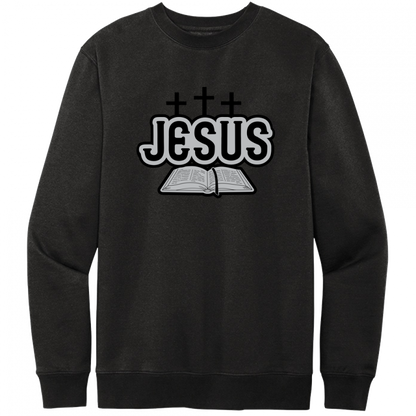 Jesus Bible Black & Gray Design Crewneck Sweatshirt