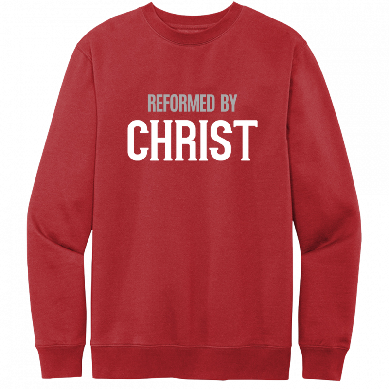 Reformed By Christ White & Gray Design Crewneck Sweatshirt