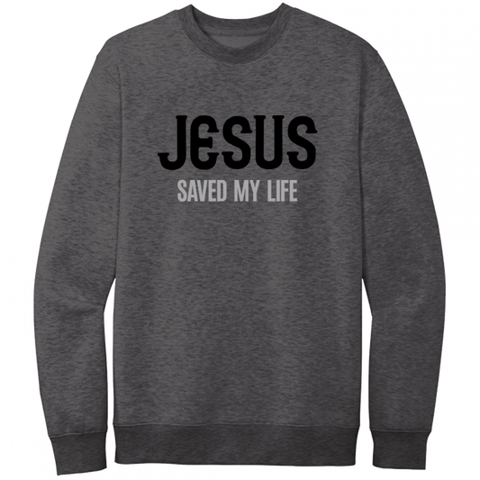 Jesus Saved My Life Black & Gray Design Crewneck Sweatshirt