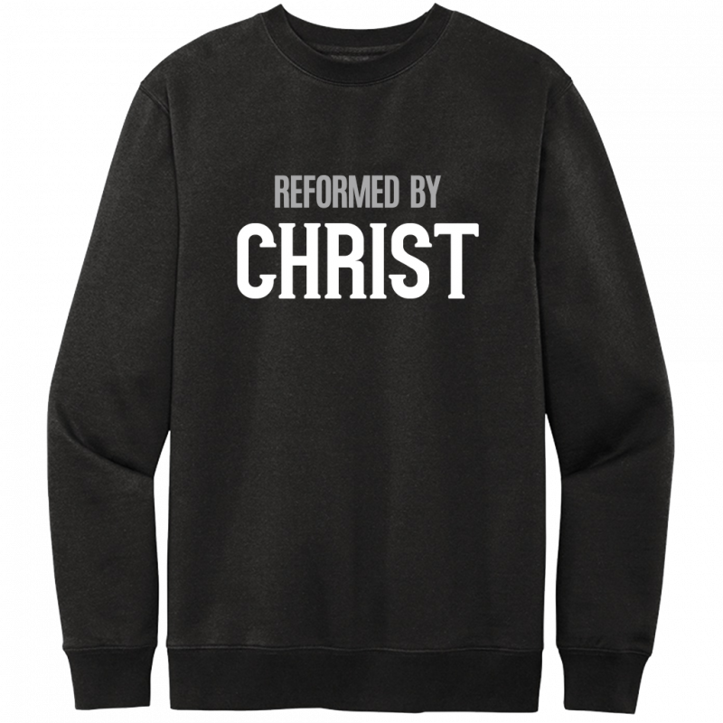 Reformed By Christ White & Gray Design Crewneck Sweatshirt