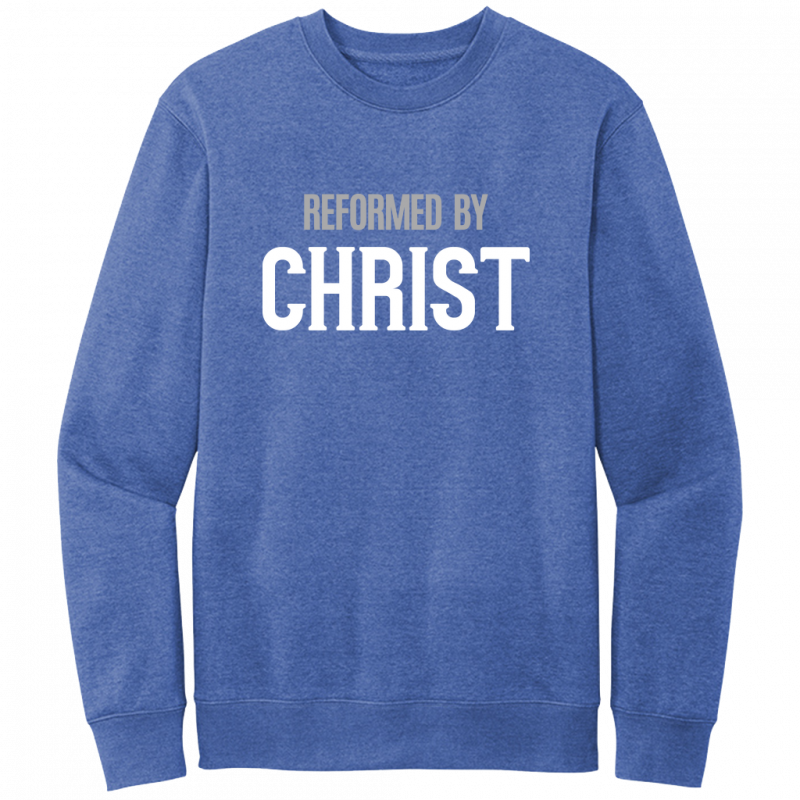 Reformed By Christ White & Gray Design Crewneck Sweatshirt