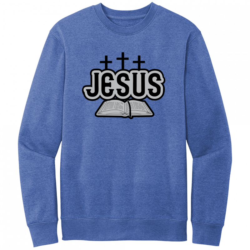 Jesus Bible Black & Gray Design Crewneck Sweatshirt