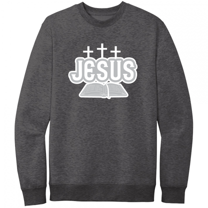 Jesus Bible White & Gray Design Crewneck Sweatshirt