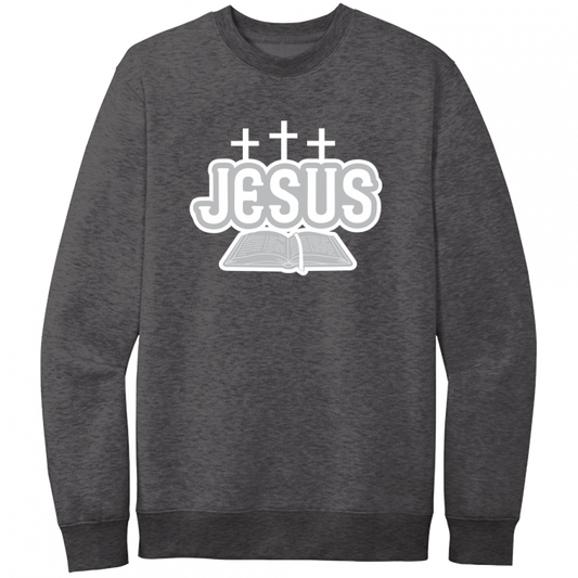 Jesus Bible White & Gray Design Crewneck Sweatshirt