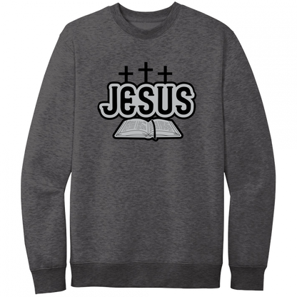 Jesus Bible Black & Gray Design Crewneck Sweatshirt