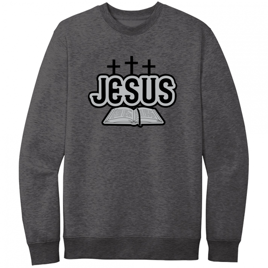 Jesus Bible Black & Gray Design Crewneck Sweatshirt