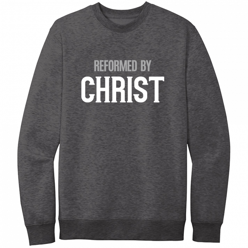 Reformed By Christ White & Gray Design Crewneck Sweatshirt