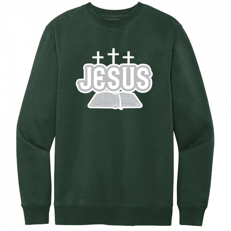 Jesus Bible White & Gray Design Crewneck Sweatshirt