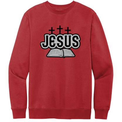 Jesus Bible Black & Gray Design Crewneck Sweatshirt