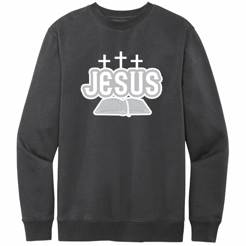 Jesus Bible White & Gray Design Crewneck Sweatshirt