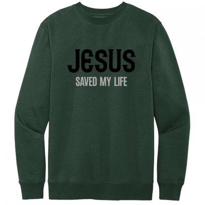 Jesus Saved My Life Black & Gray Design Crewneck Sweatshirt