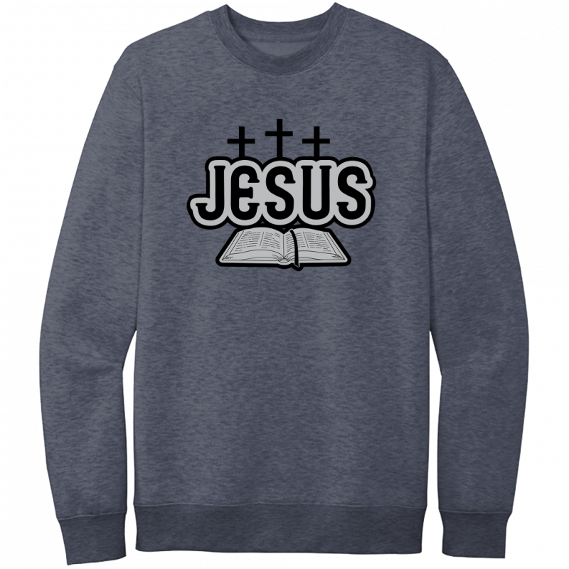 Jesus Bible Black & Gray Design Crewneck Sweatshirt