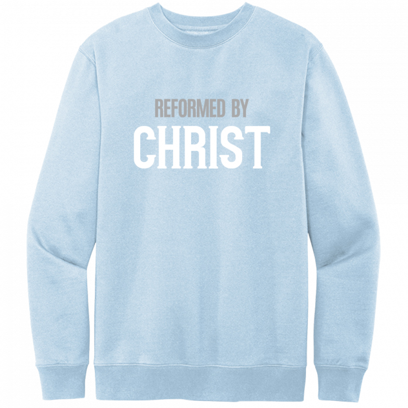 Reformed By Christ White & Gray Design Crewneck Sweatshirt