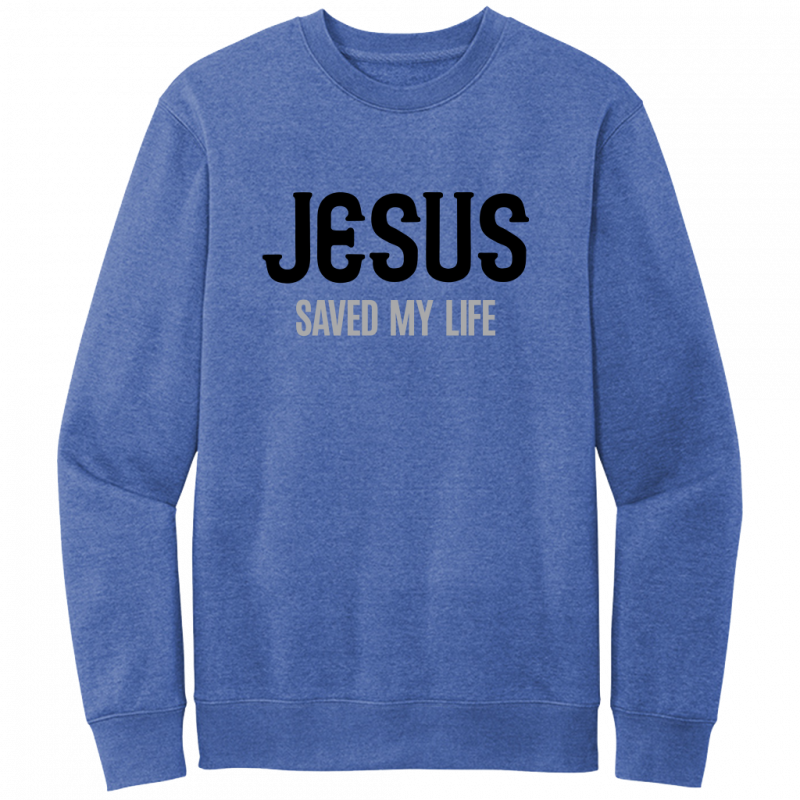 Jesus Saved My Life Black & Gray Design Crewneck Sweatshirt