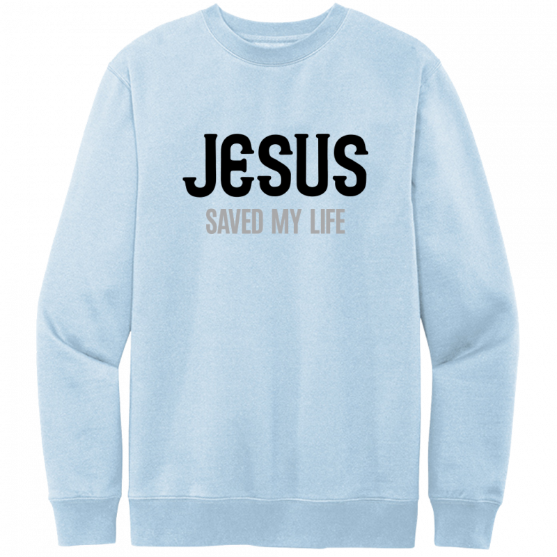 Jesus Saved My Life Black & Gray Design Crewneck Sweatshirt