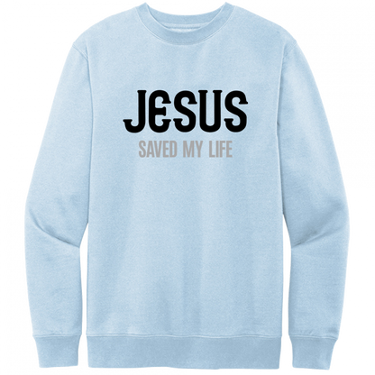 Jesus Saved My Life Black & Gray Design Crewneck Sweatshirt