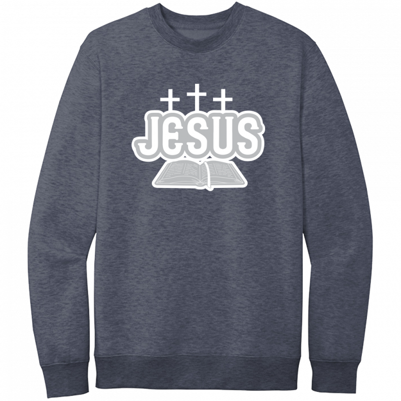 Jesus Bible White & Gray Design Crewneck Sweatshirt