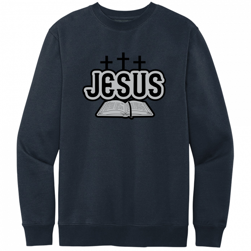 Jesus Bible Black & Gray Design Crewneck Sweatshirt