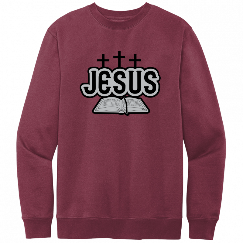 Jesus Bible Black & Gray Design Crewneck Sweatshirt