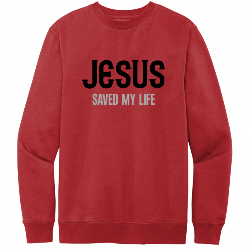 Jesus Saved My Life Black & Gray Design Crewneck Sweatshirt