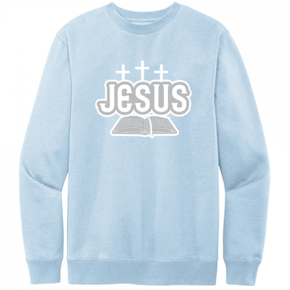 Jesus Bible White & Gray Design Crewneck Sweatshirt