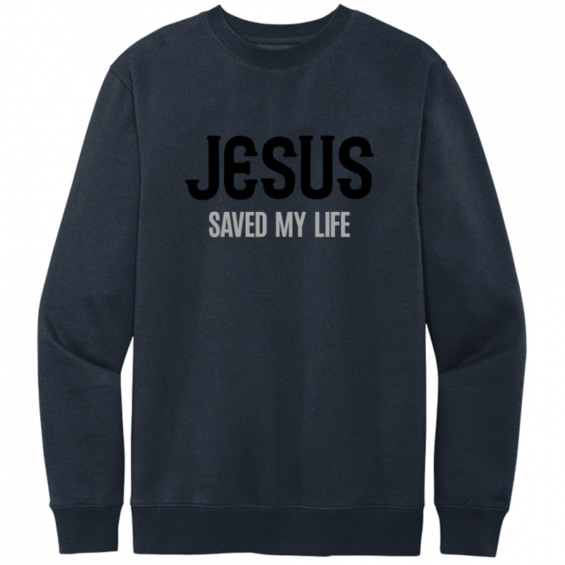 Jesus Saved My Life Black & Gray Design Crewneck Sweatshirt