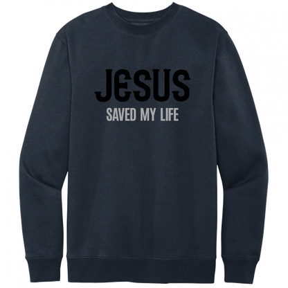 Jesus Saved My Life Black & Gray Design Crewneck Sweatshirt