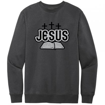 Jesus Bible Black & Gray Design Crewneck Sweatshirt