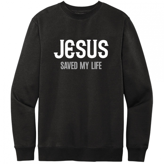 Jesus Saved My Life White & Gray Design Crewneck Sweatshirt