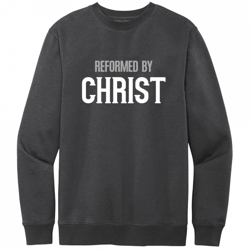 Reformed By Christ White & Gray Design Crewneck Sweatshirt