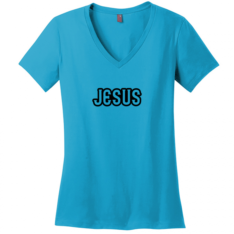 Jesus Black Design Woman's V-Neck