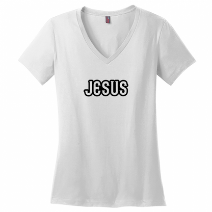 Jesus Black Design Woman's V-Neck