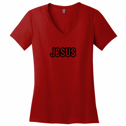 Jesus Black Design Woman's V-Neck